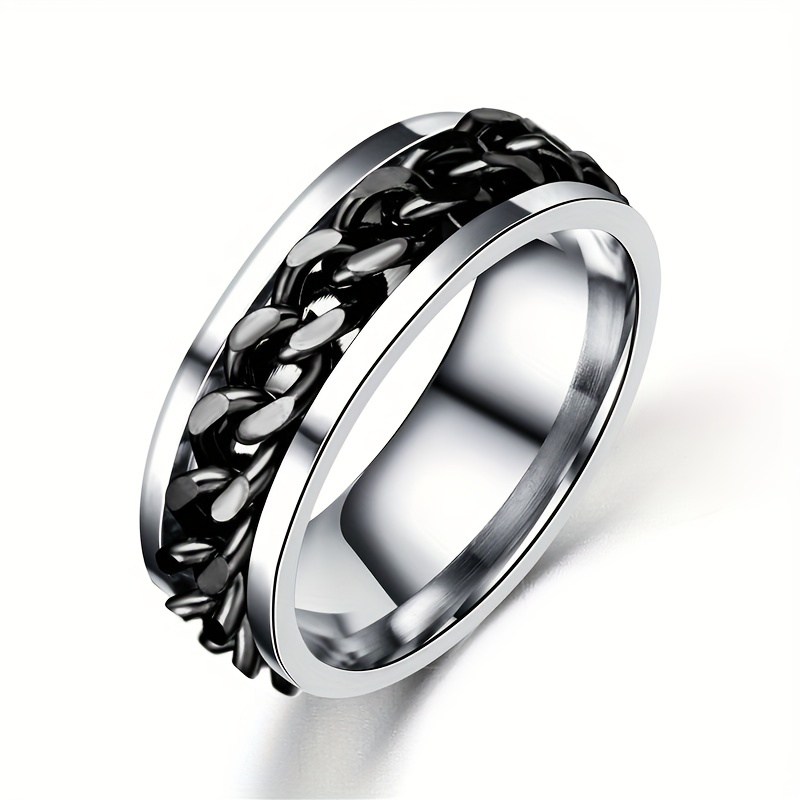 Men's Rotatable Stainless Steel Single Ring